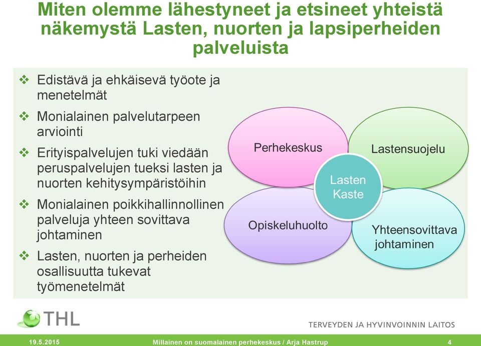 tueksi lasten ja nuorten kehitysympäristöihin Monialainen poikkihallinnollinen palveluja yhteen sovittava johtaminen