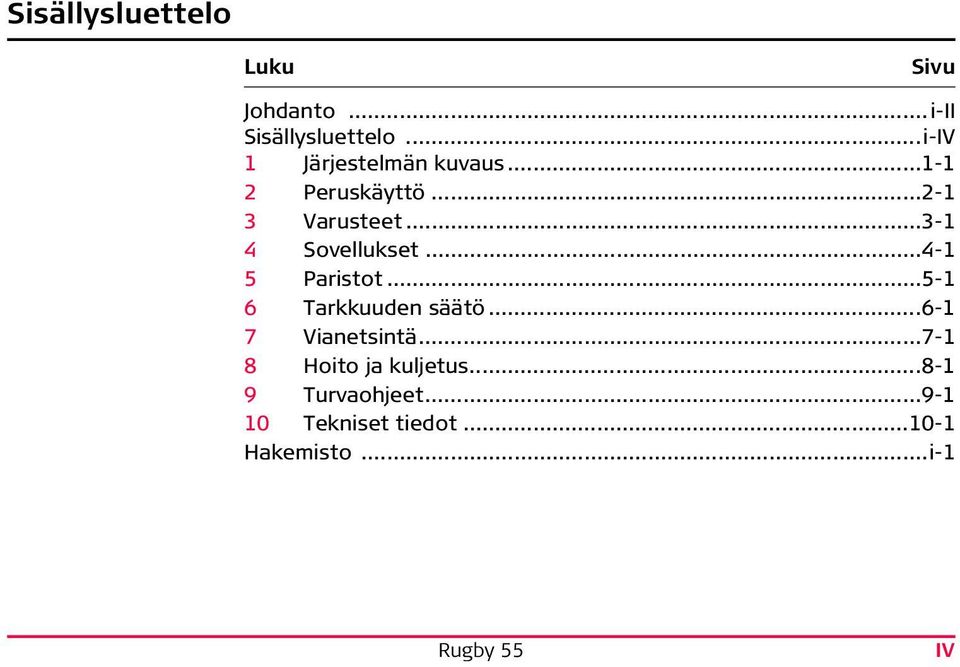 ..3-1 4 Sovellukset...4-1 5 Paristot...5-1 6 Tarkkuuden säätö.