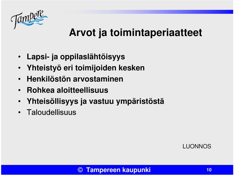 Henkilöstön arvostaminen Rohkea aloitteellisuus