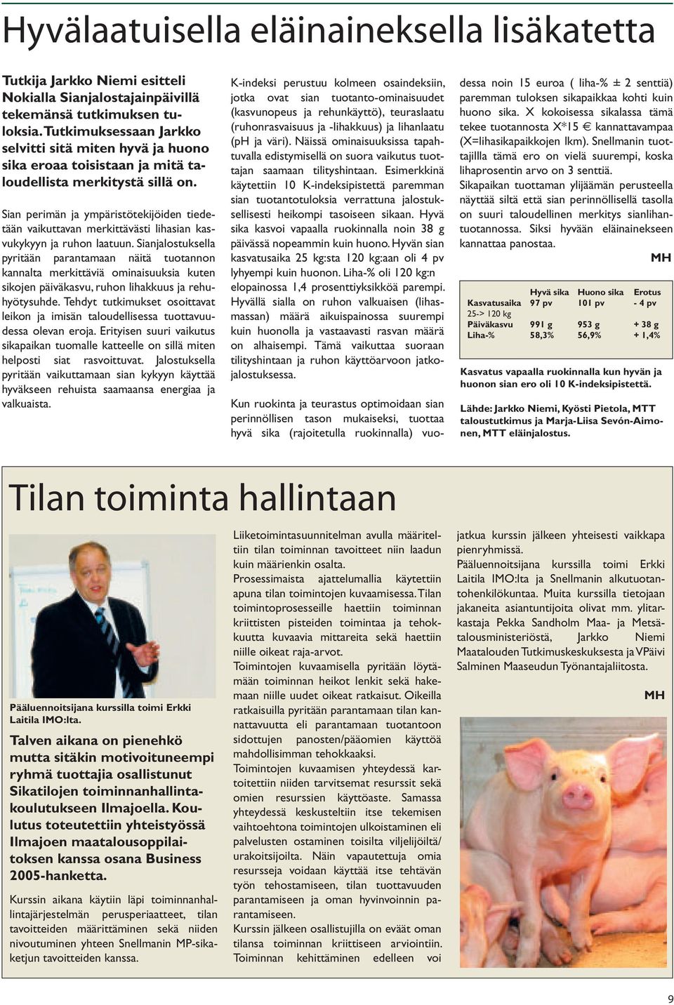 Sian perimän ja ympäristötekijöiden tiedetään vaikuttavan merkittävästi lihasian kasvukykyyn ja ruhon laatuun.