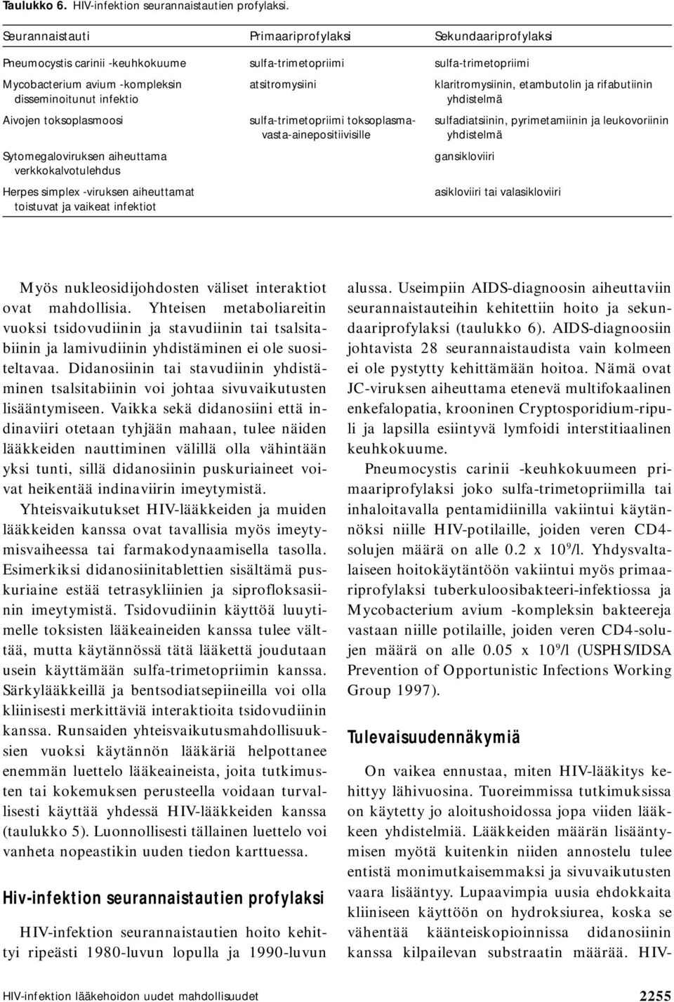 etambutolin ja rifabutiinin disseminoitunut infektio yhdistelmä Aivojen toksoplasmoosi sulfa-trimetopriimi toksoplasma- sulfadiatsiinin, pyrimetamiinin ja leukovoriinin vasta-ainepositiivisille