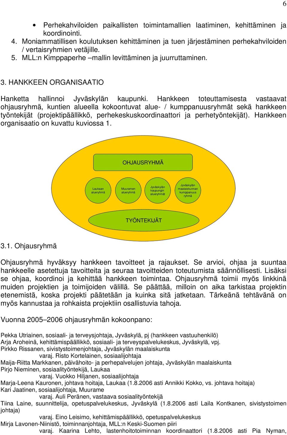 HANKKEEN ORGANISAATIO Hanketta hallinnoi Jyväskylän kaupunki.