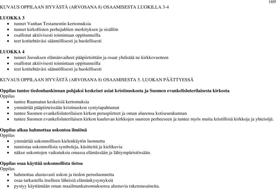 toimintaan oppitunneilla teet kotitehtäväsi säännöllisesti ja huolellisesti KUVAUS OPPILAAN HYVÄSTÄ (ARVOSANA 8) OSAAMISESTA 5.