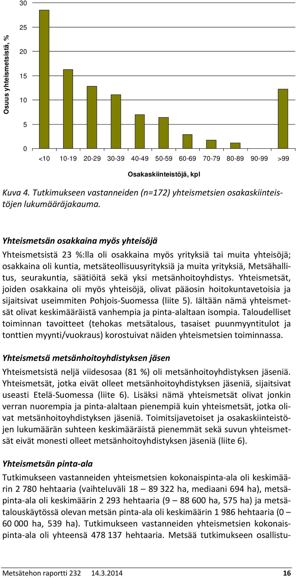 seurakuntia, säätiöitä sekä yksi metsänhoitoyhdistys. Yhteismetsät, joiden osakkaina oli myös yhteisöjä, olivat pääosin hoitokuntavetoisia ja sijaitsivat useimmiten Pohjois-Suomessa (liite ).