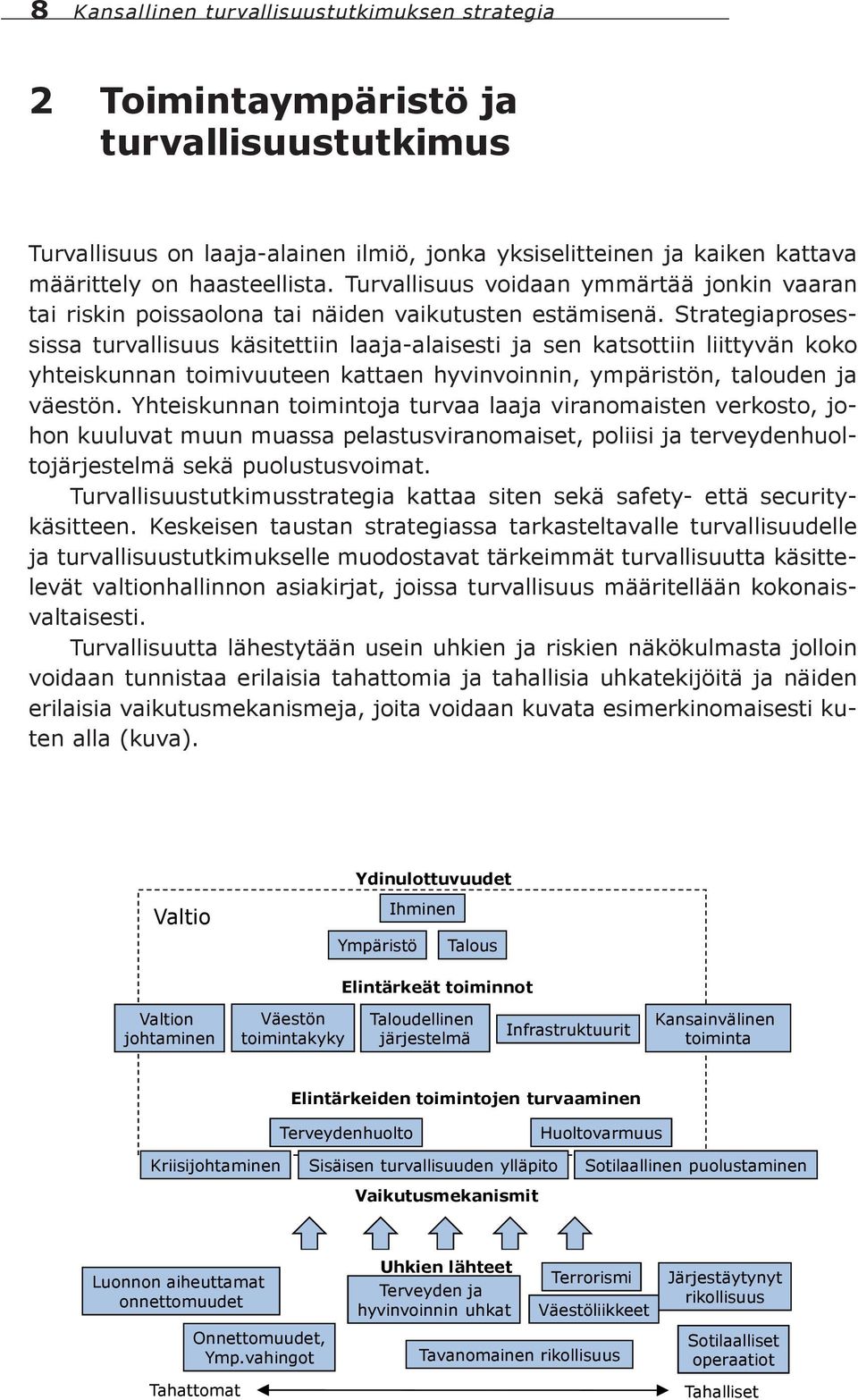 Strategiaprosessissa turvallisuus käsitettiin laaja-alaisesti ja sen katsottiin liittyvän koko yhteiskunnan toimivuuteen kattaen hyvinvoinnin, ympäristön, talouden ja väestön.