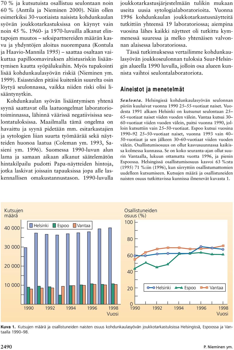 altistusriskin lisääntymisen kautta syöpälukuihin. Myös tupakointi lisää kohdunkaulasyövän riskiä (Nieminen ym. 1999).