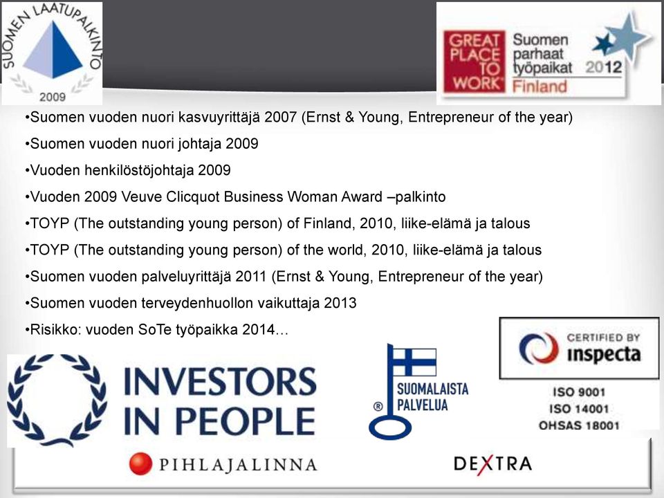 2010, liike-elämä ja talous TOYP (The outstanding young person) of the world, 2010, liike-elämä ja talous Suomen vuoden