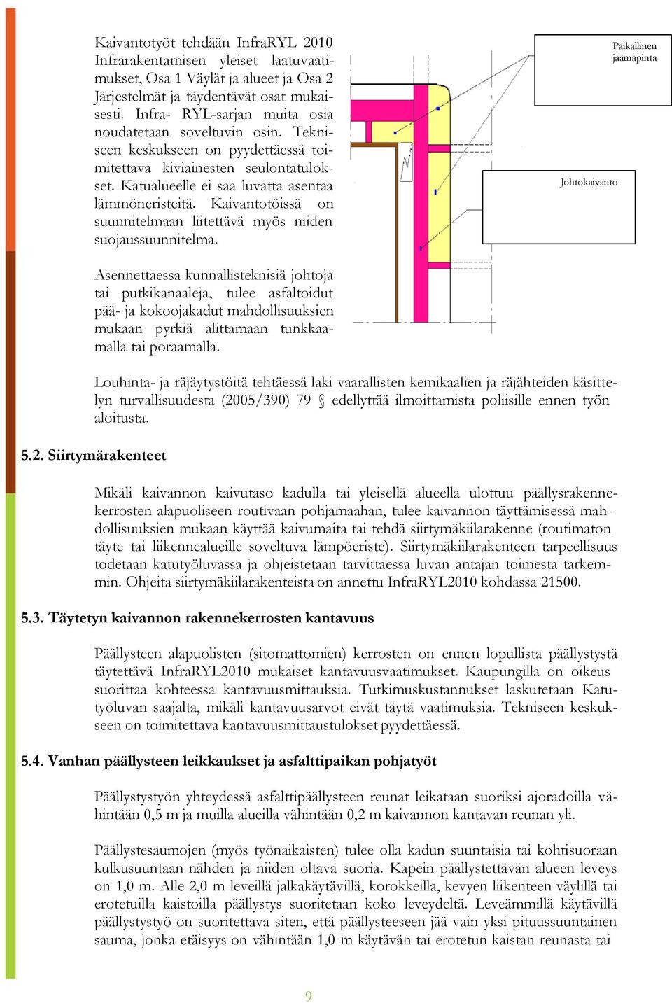 Kaivantotöissä on suunnitelmaan liitettävä myös niiden suojaussuunnitelma.