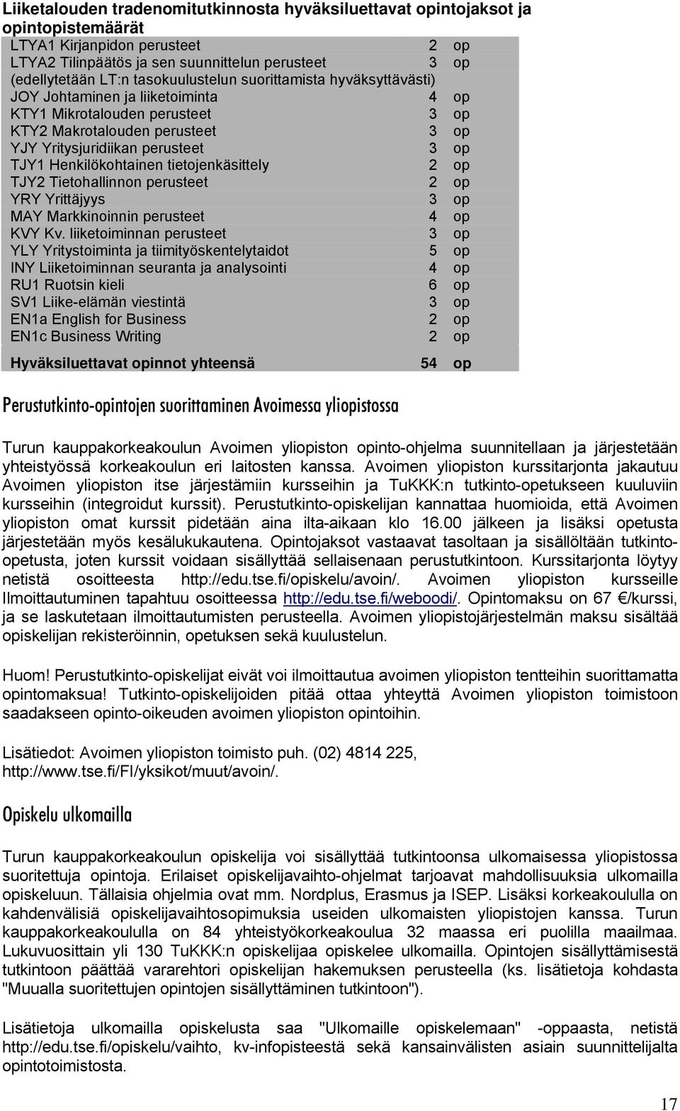 Henkilökohtainen tietojenkäsittely 2 op TJY2 Tietohallinnon perusteet 2 op YRY Yrittäjyys 3 op MAY Markkinoinnin perusteet 4 op KVY Kv.