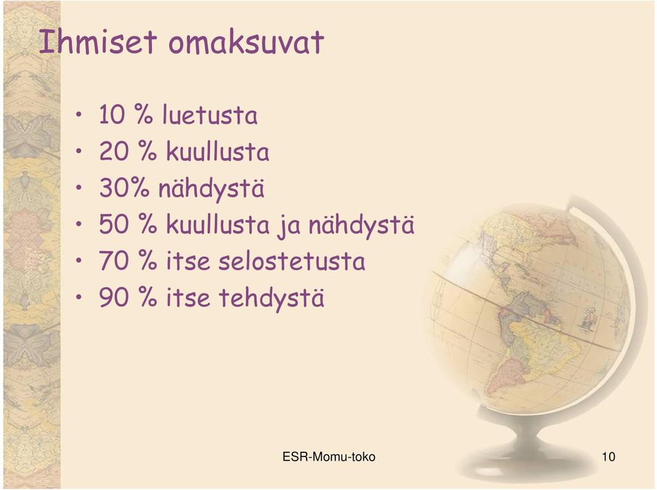 kuullusta ja nähdystä 70 % itse