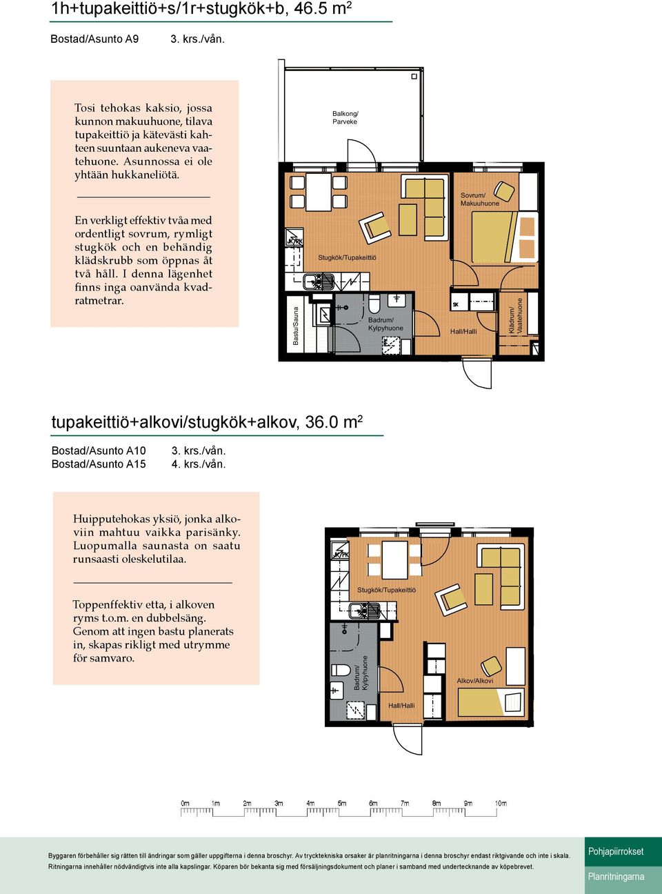 I denna lägenhet finns inga oanvända kvadratmetrar. Bastu/Sauna Stugkök/Tupakeittiö Badrum/ Kylpyhuone Hall/Halli Klädrum/ Vaatehuone tupakeittiö+alkovi/stugkök+alkov, 36.