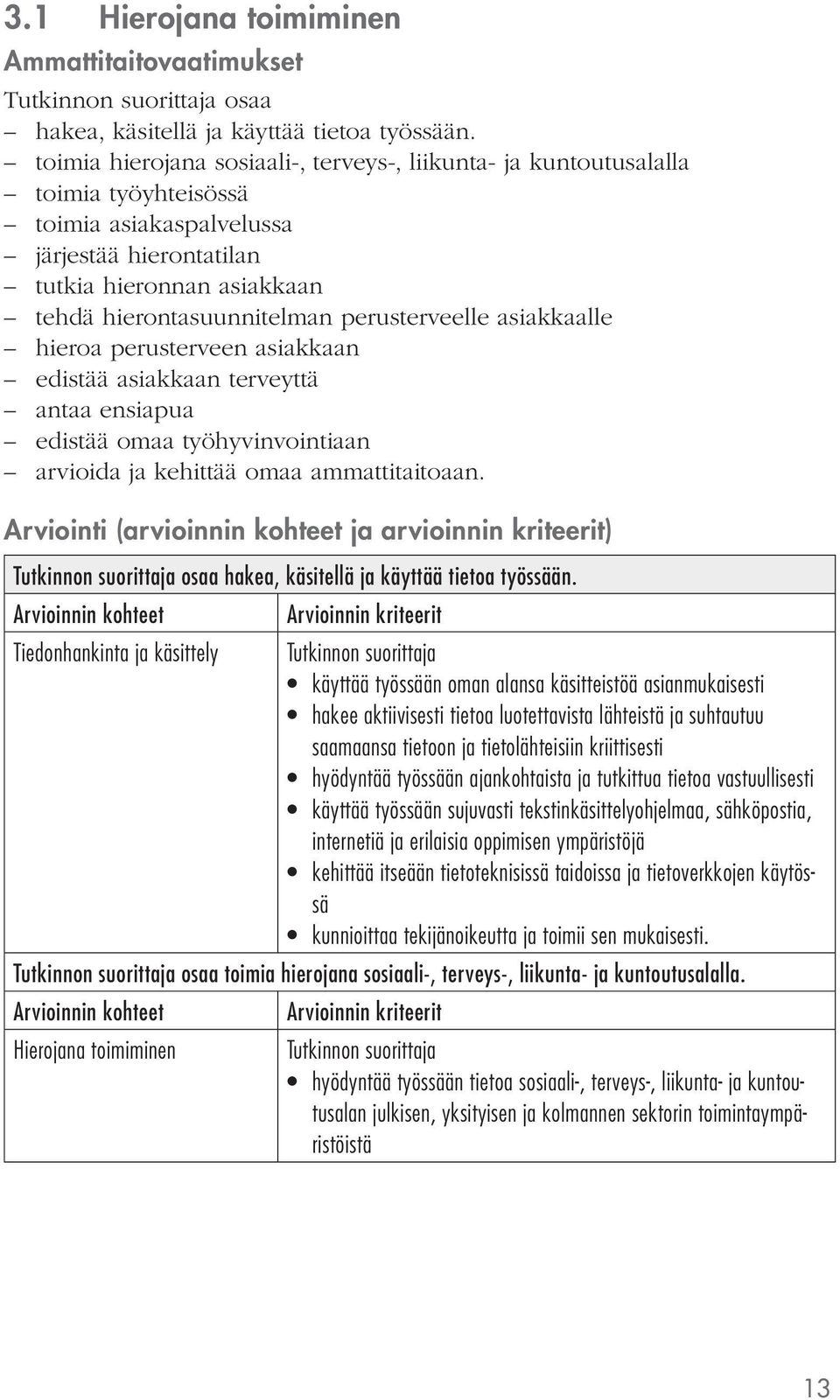 perusterveelle asiakkaalle hieroa perusterveen asiakkaan edistää asiakkaan terveyttä antaa ensiapua edistää omaa työhyvinvointiaan arvioida ja kehittää omaa ammattitaitoaan.