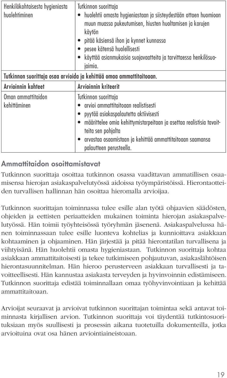 Oman ammattitaidon kehittäminen arvioi ammattitaitoaan realistisesti pyytää asiakaspalautetta aktiivisesti määrittelee omia kehittymistarpeitaan ja asettaa realistisia tavoitteita sen pohjalta