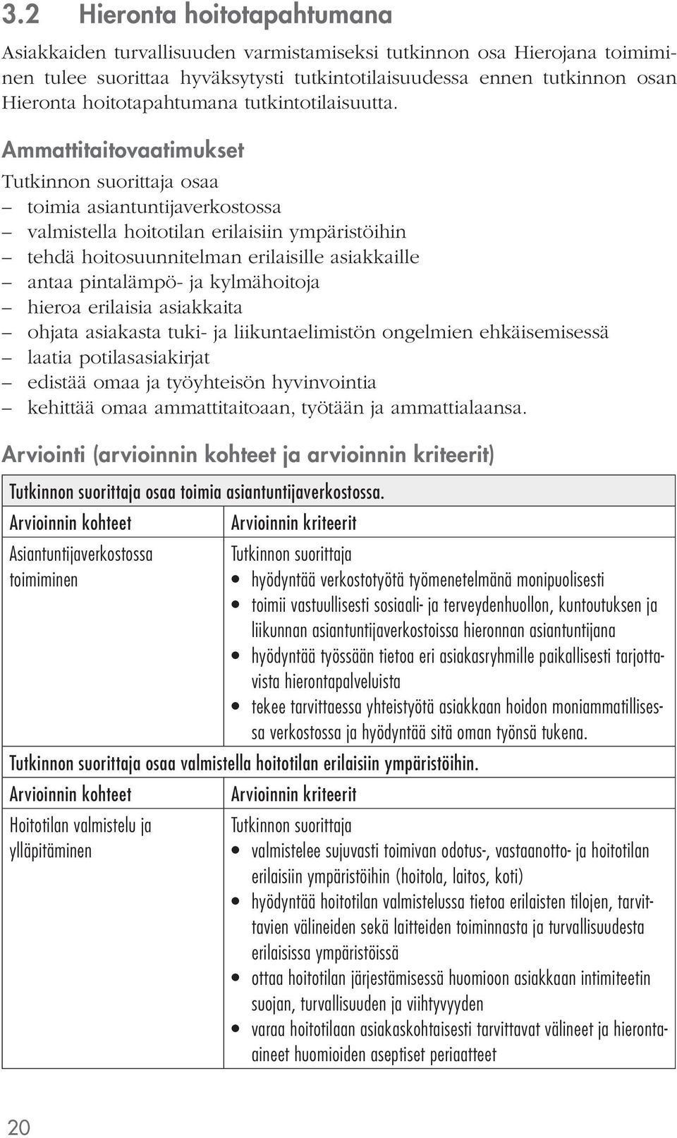 Ammattitaitovaatimukset osaa toimia asiantuntijaverkostossa valmistella hoitotilan erilaisiin ympäristöihin tehdä hoitosuunnitelman erilaisille asiakkaille antaa pintalämpö- ja kylmähoitoja hieroa