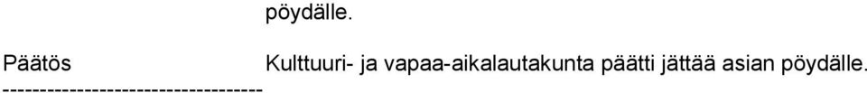 vapaa-aikalautakunta päätti