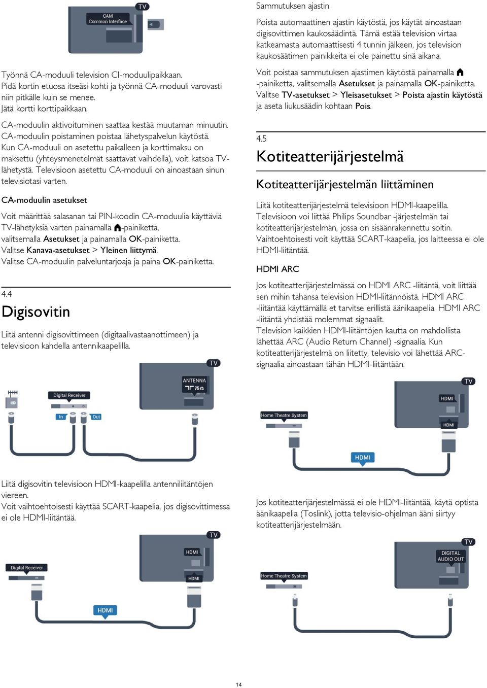 Voit poistaa sammutuksen ajastimen käytöstä painamalla -painiketta, valitsemalla Asetukset ja painamalla OK-painiketta.