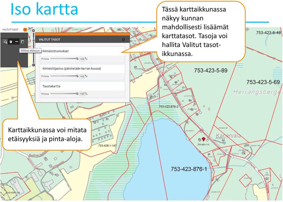 Tasoja voi hallita Valitut tasotikkunassa.