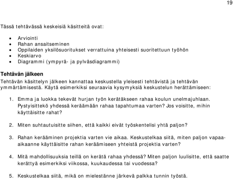 Emma ja luokka tekevät hurjan työn kerätäkseen rahaa koulun unelmajuhlaan. Pystyisittekö yhdessä keräämään rahaa tapahtumaa varten? Jos voisitte, mihin käyttäisitte rahat? 2.