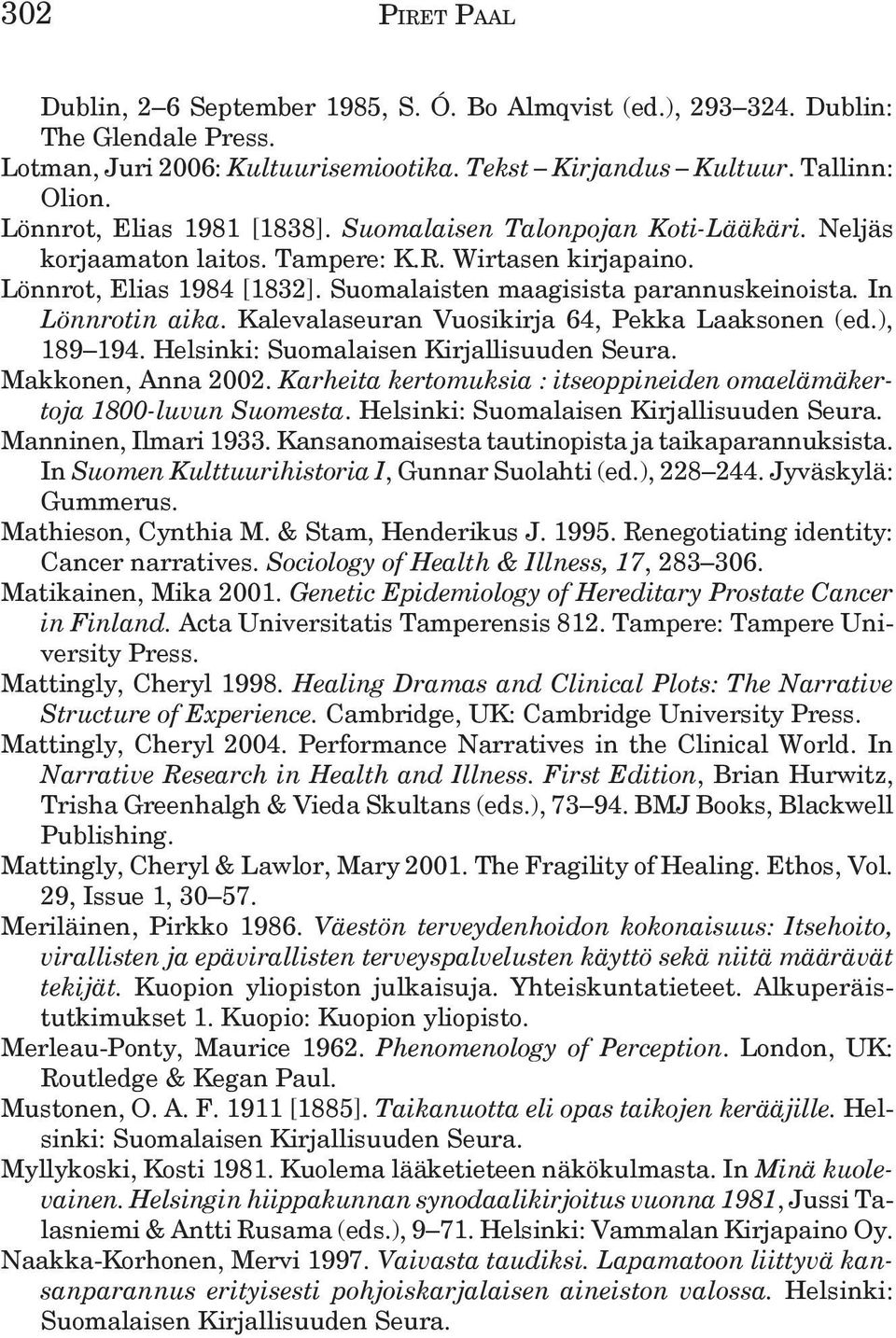 In Lönnrotin aika. Kalevalaseuran Vuosikirja 64, Pekka Laaksonen (ed.), 189 194. Helsinki: Makkonen, Anna 2002. Karheita kertomuksia : itseoppineiden omaelämäkertoja 1800-luvun Suomesta.