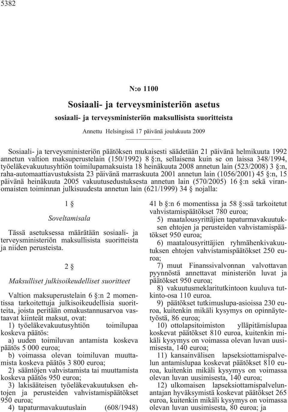 heinäkuuta 2008 annetun lain (523/2008) 3 :n, raha-automaattiavustuksista 23 päivänä marraskuuta 2001 annetun lain (1056/2001) 45 :n, 15 päivänä heinäkuuta 2005 vakuutusedustuksesta annetun lain