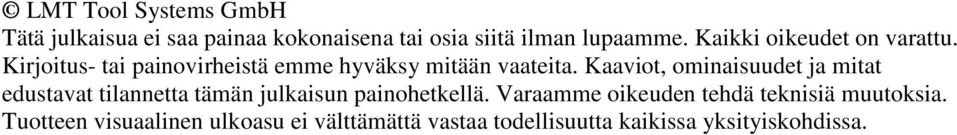 Kaaviot, ominaisuudet ja mitat edustavat tilannetta tämän julkaisun painohetkellä.