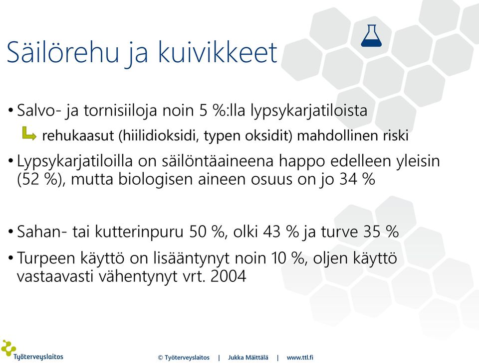 edelleen yleisin (52 %), mutta biologisen aineen osuus on jo 34 % Sahan- tai kutterinpuru 50 %,