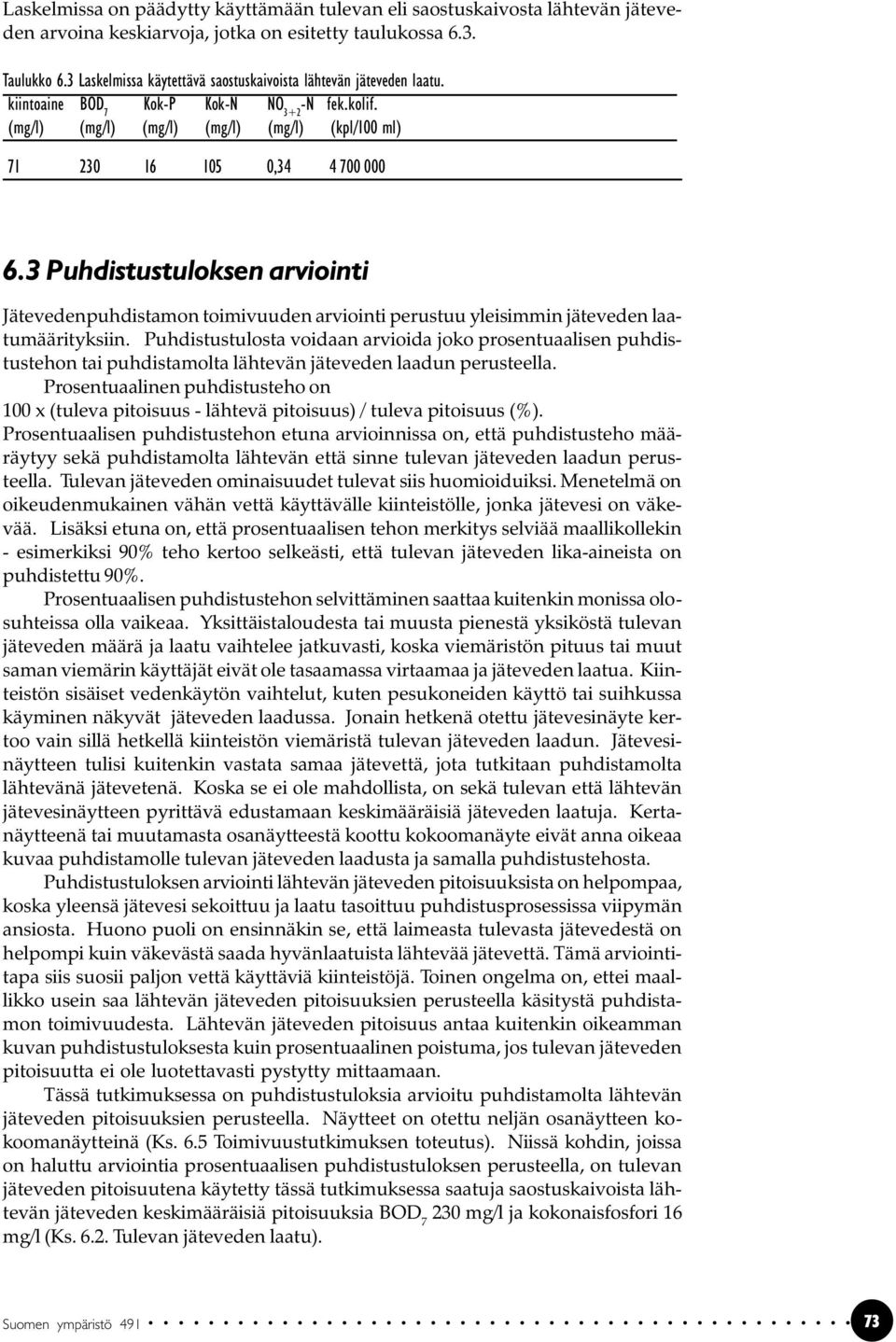 3 Puhdistustuloksen arviointi Jätevedenpuhdistamon toimivuuden arviointi perustuu yleisimmin jäteveden laatumäärityksiin.