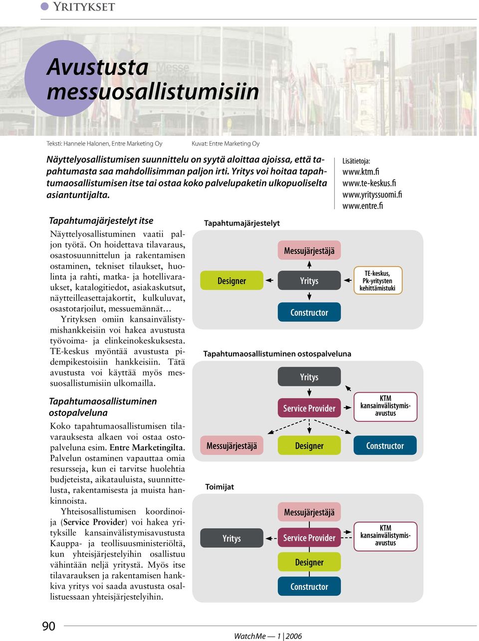 kulkuluvat, osastotarjoilut, messuemännät Yrityksen omiin kansainvälistymishankkeisiin voi hakea avustusta työvoima- ja elinkeinokeskuksesta. TE-keskus myöntää avustusta pidempikestoisiin hankkeisiin.