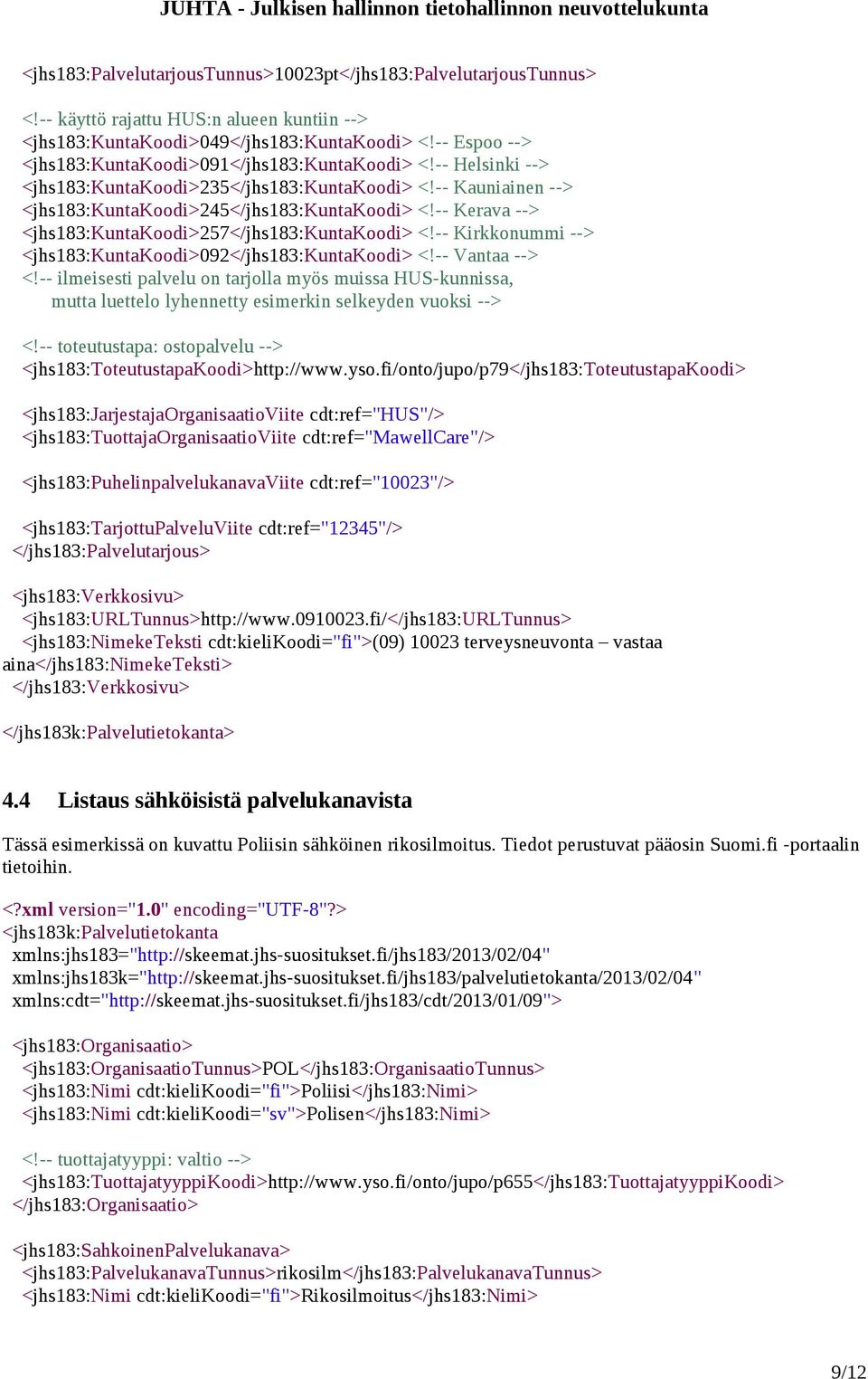 -- Kerava --> <jhs183:kuntakoodi>257</jhs183:kuntakoodi> <!-- Kirkkonummi --> <jhs183:kuntakoodi>092</jhs183:kuntakoodi> <!-- Vantaa --> <!