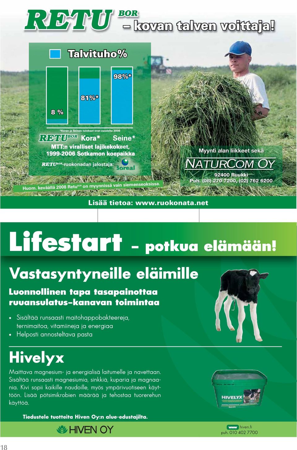 MTT:n viralliset lajikekokeet, 1999-2006 Sotkamon koepaikka Myynti alan liikkeet sekä RETU BOR