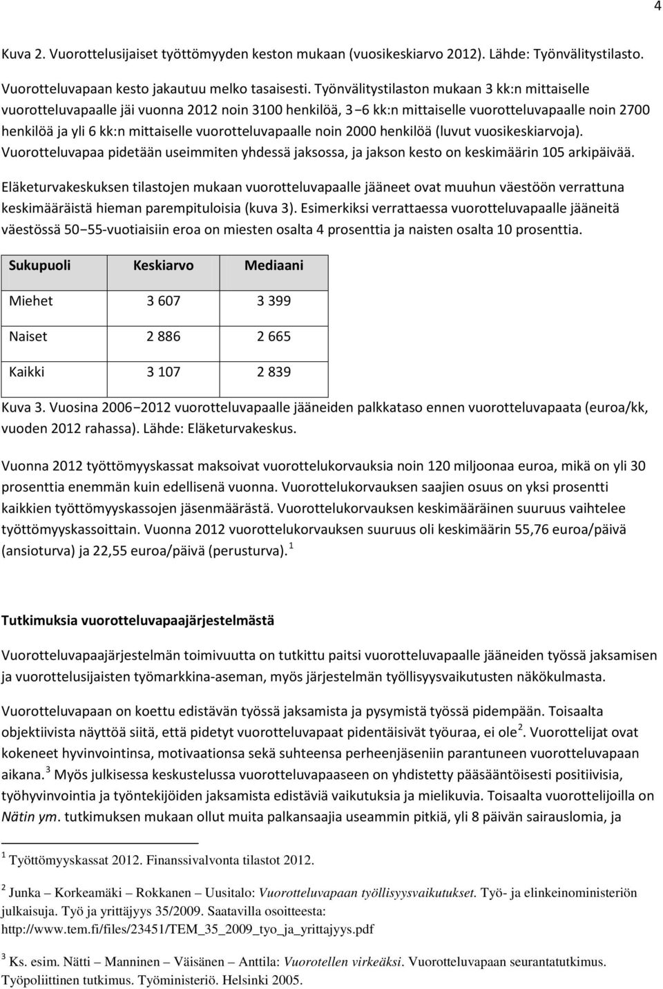 vuorotteluvapaalle noin 2000 henkilöä (luvut vuosikeskiarvoja). Vuorotteluvapaa pidetään useimmiten yhdessä jaksossa, ja jakson kesto on keskimäärin 105 arkipäivää.