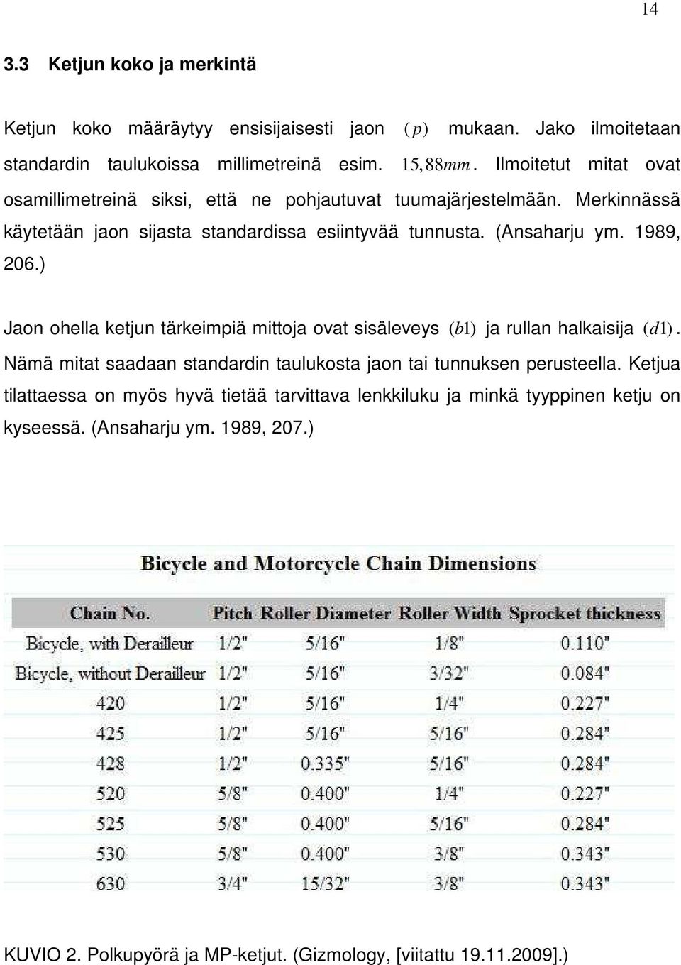 1989, 206.) Jaon ohella ketjun tärkeimpiä mittoja ovat sisäleveys ( b 1) ja rullan halkaisija ( d 1). Nämä mitat saadaan standardin taulukosta jaon tai tunnuksen perusteella.