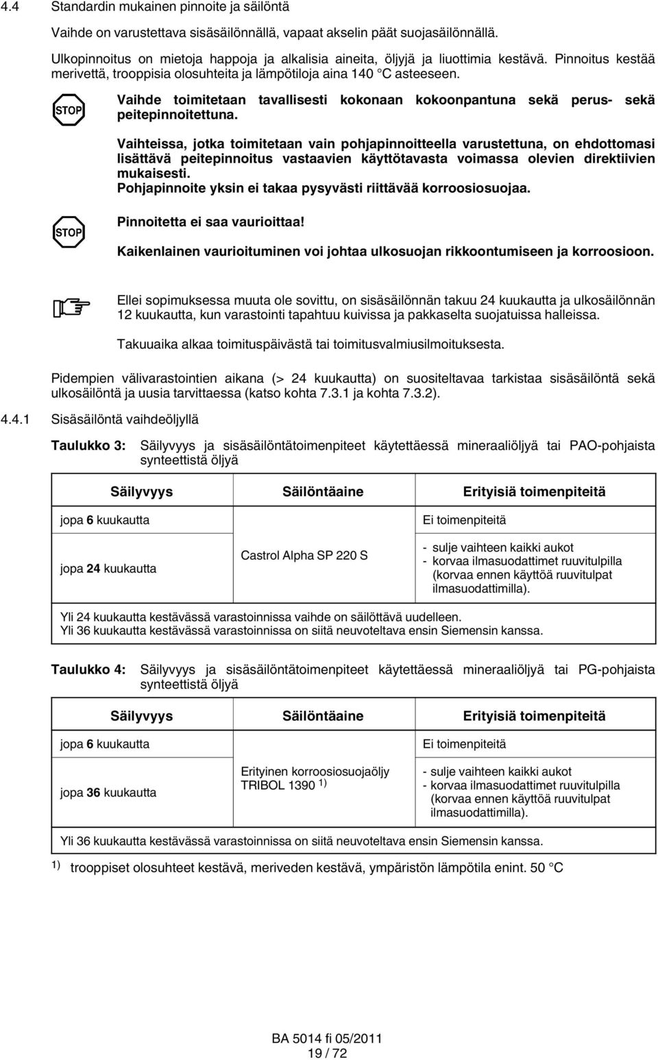 Vaihde toimitetaan tavallisesti kokonaan kokoonpantuna sekä perus- sekä peitepinnoitettuna.