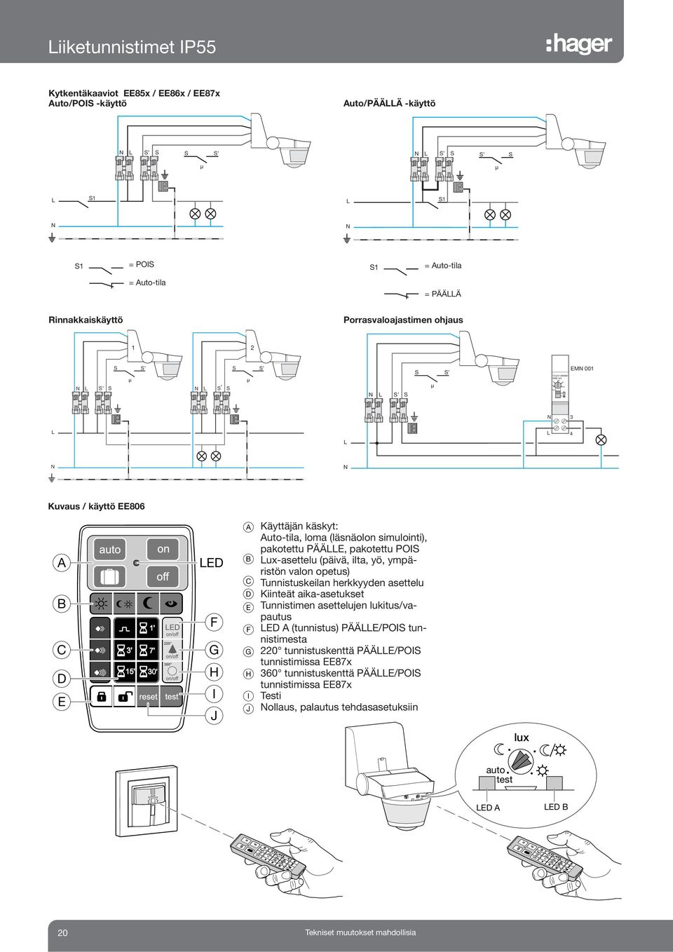 PÄÄÄ Rinnakkaiskäyttö Porrasvaloajastimen ohjaus 1 2 S S S μ S S S' S μ S S S S μ S EM 001 EM 001 3 4 Kuvaus / käyttö EE806 A B C D E ED F G H I J A B C D E F G H I J Käyttäjän user commands käskyt: