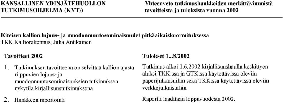 kirjallisuustutkimuksena Tutkimus alkoi 1.6.