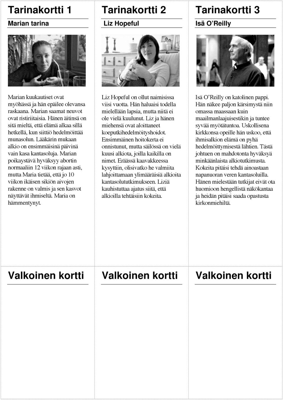 Marian poikaystävä hyväksyy abortin normaaliin 12 viikon rajaan asti, mutta Maria tietää, että jo 10 viikon ikäisen sikiön aivojen rakenne on valmis ja sen kasvot näyttävät ihmiseltä.