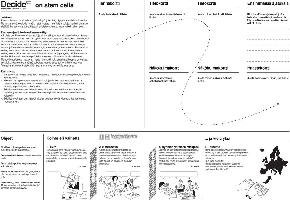 Aseta ensimmäinen tietokortti tähän. Aseta toinen tietokortti tähän. Kirjoita ylös ne ajatukset, jotka tulivat ensimmäisinä mieleesi, ja käytä valkoisia kortteja lisätäksesi näkökulmia.