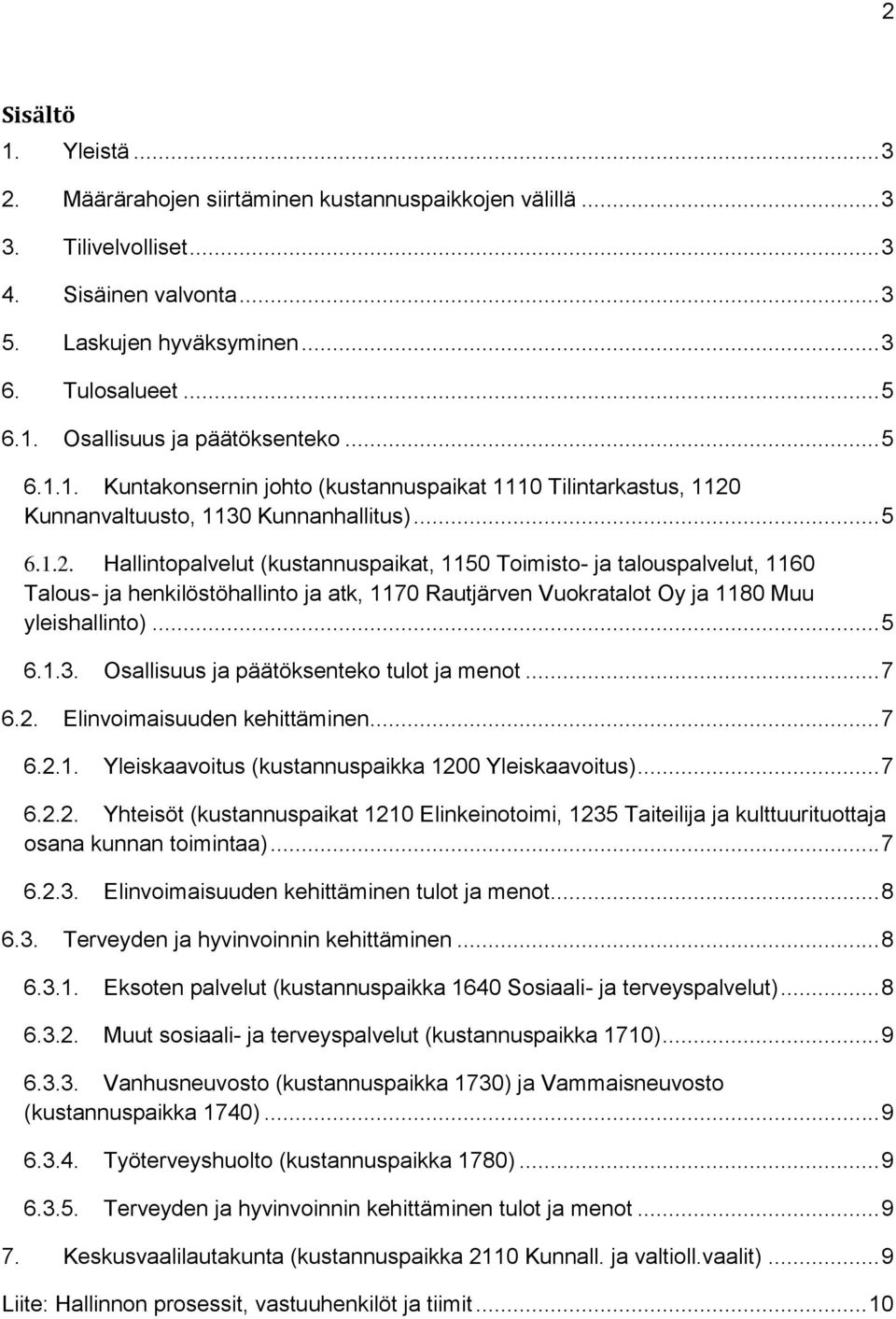 Kunnanvaltuusto, 1130 Kunnanhallitus)... 5 6.1.2.