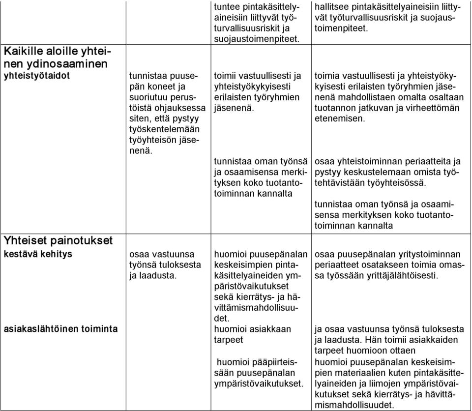 toimii vastuullisesti ja yhteistyökykyisesti erilaisten työryhmien jäsenenä.