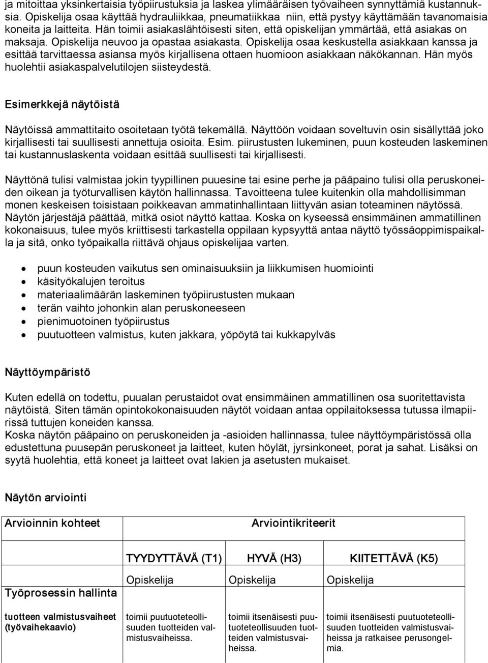Hän toimii asiakaslähtöisesti siten, että opiskelijan ymmärtää, että asiakas on maksaja. Opiskelija neuvoo ja opastaa asiakasta.