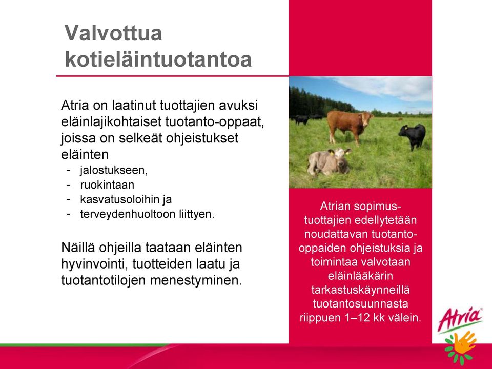 Näillä ohjeilla taataan eläinten hyvinvointi, tuotteiden laatu ja tuotantotilojen menestyminen.