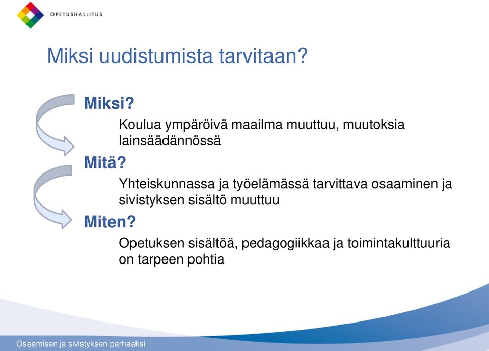 Yhteiskunnassa ja työelämässä tarvittava osaaminen ja sivistyksen