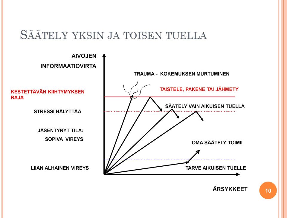 TAISTELE, PAKENE TAI JÄHMETY SÄÄTELY VAIN AIKUISEN TUELLA JÄSENTYNYT TILA: