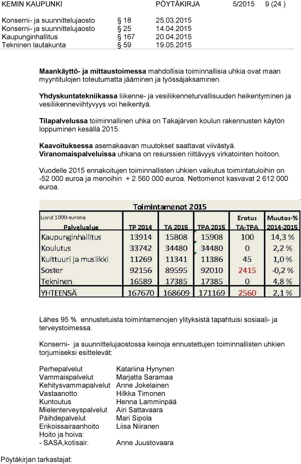 Yhdyskuntatekniikassa liikenne- ja vesiliikenneturvallisuuden heikentyminen ja vesiliikenneviihtyvyys voi heikentyä.