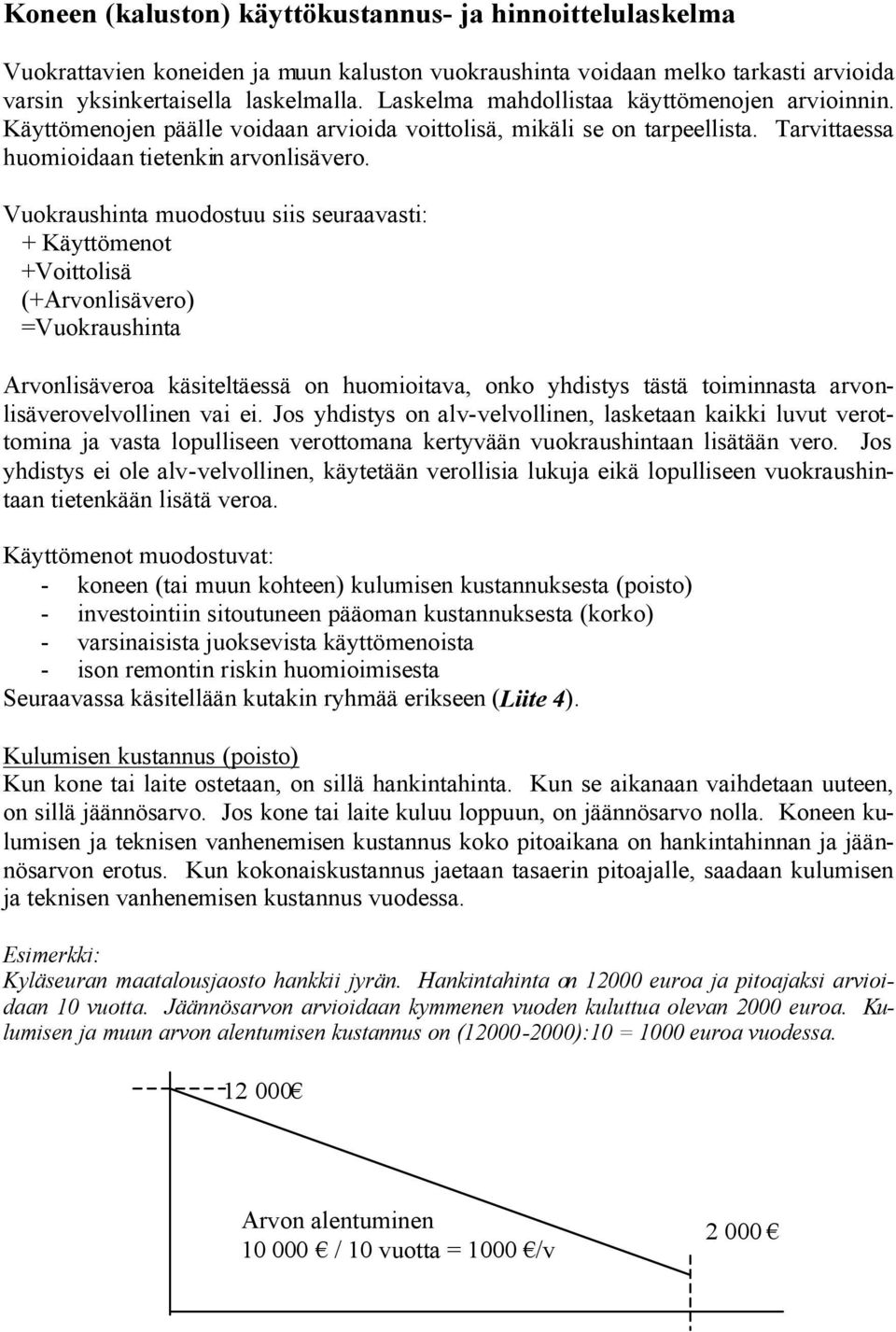 Vuokraushinta muodostuu siis seuraavasti: + Käyttömenot +Voittolisä (+Arvonlisävero) =Vuokraushinta Arvonlisäveroa käsiteltäessä on huomioitava, onko yhdistys tästä toiminnasta