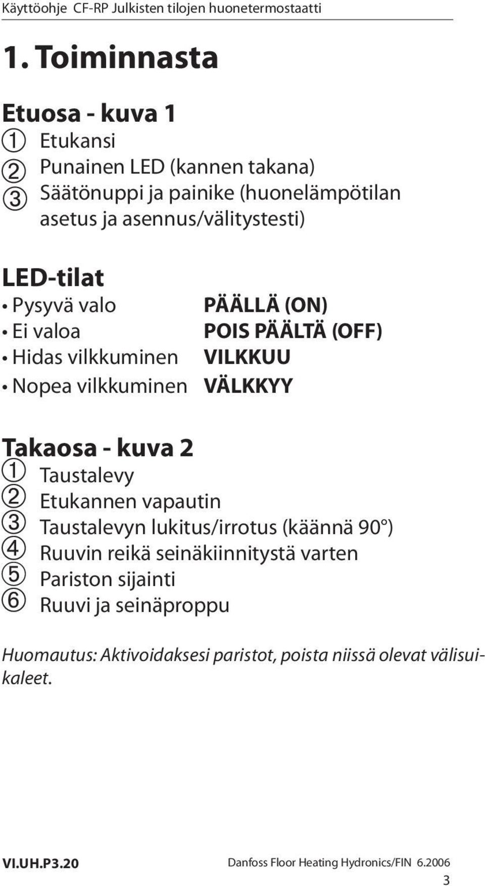 vilkkuminen VÄLKKYY Takaosa - kuva 2 Taustalevy Etukannen vapautin Taustalevyn lukitus/irrotus (käännä 90 ) Ruuvin reikä