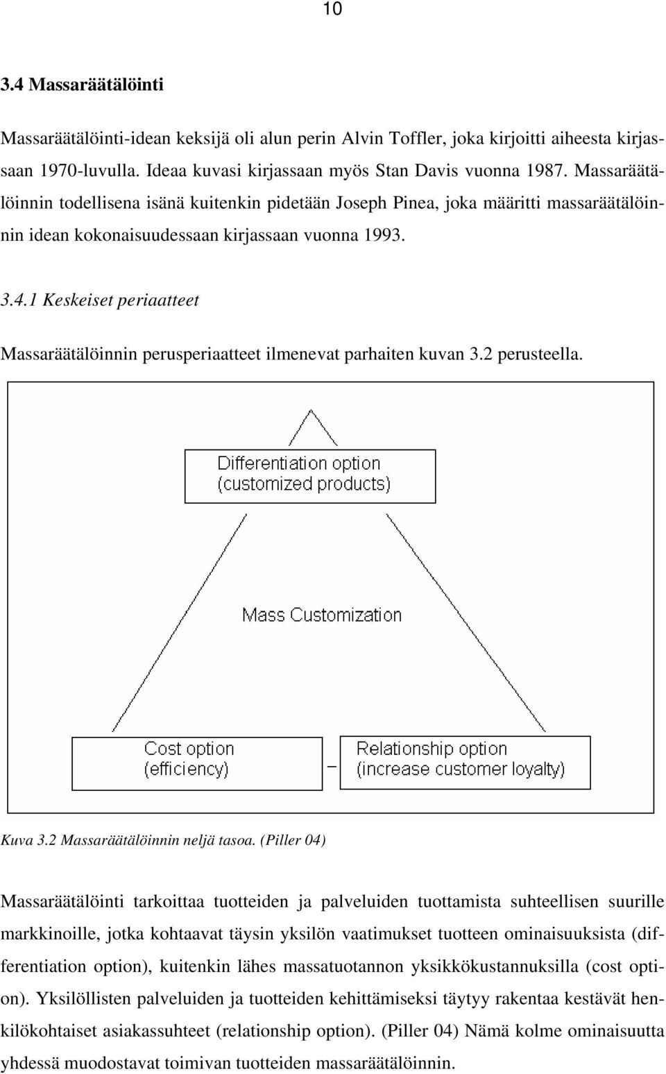 1 Keskeiset periaatteet Massaräätälöinnin perusperiaatteet ilmenevat parhaiten kuvan 3.2 perusteella. Kuva 3.2 Massaräätälöinnin neljä tasoa.