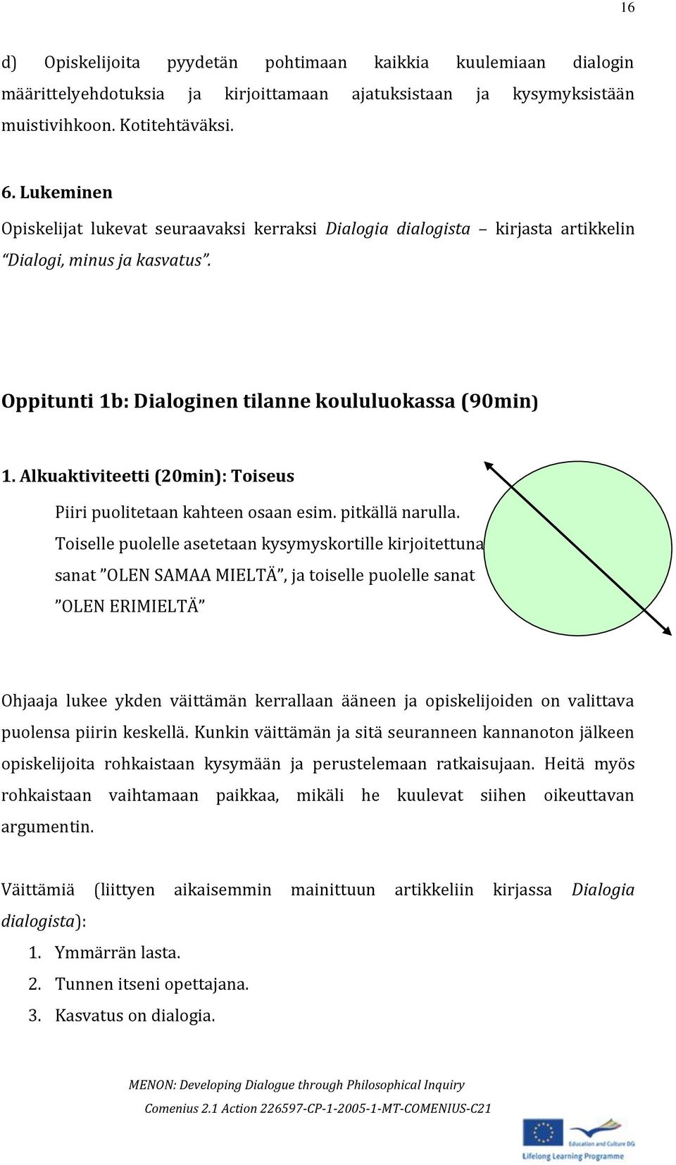 Alkuaktiviteetti (20min): Toiseus Piiri puolitetaan kahteen osaan esim. pitkällä narulla.