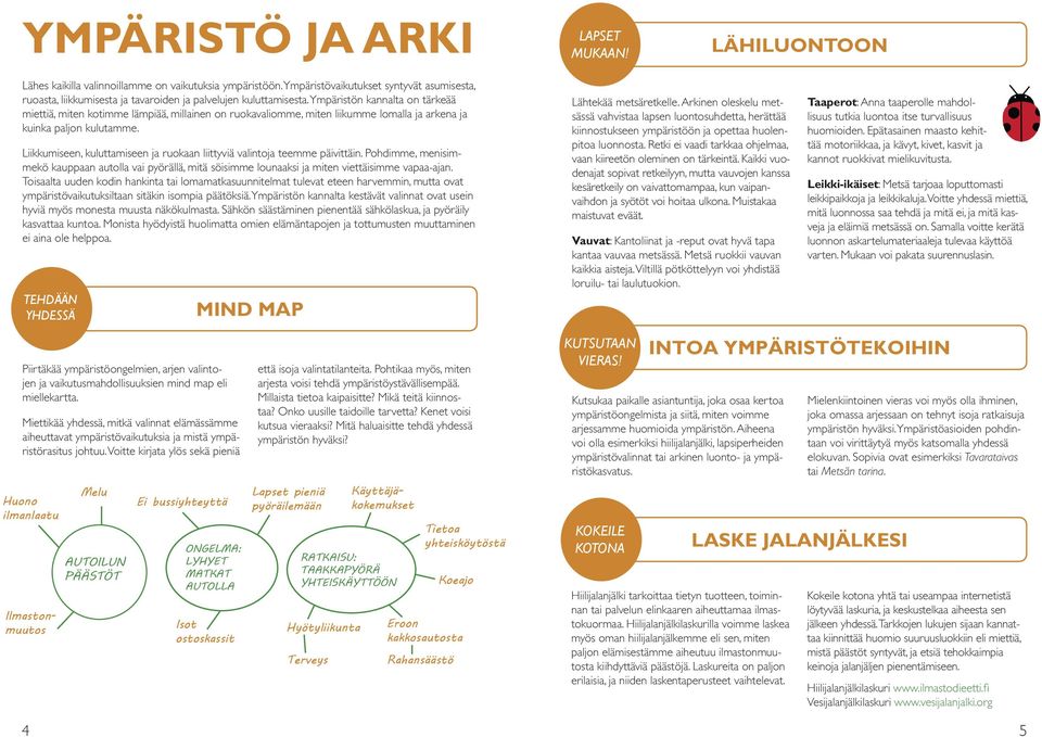 Ympäristön kannalta on tärkeää miettiä, miten kotimme lämpiää, millainen on ruokavaliomme, miten liikumme lomalla ja arkena ja kuinka paljon kulutamme.