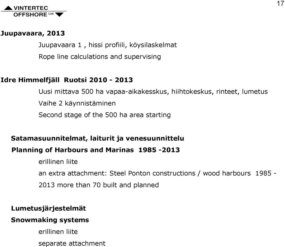Satamasuunnitelmat, laiturit ja venesuunnittelu Planning of Harbours and Marinas 1985-2013 erillinen liite an extra attachment: Steel